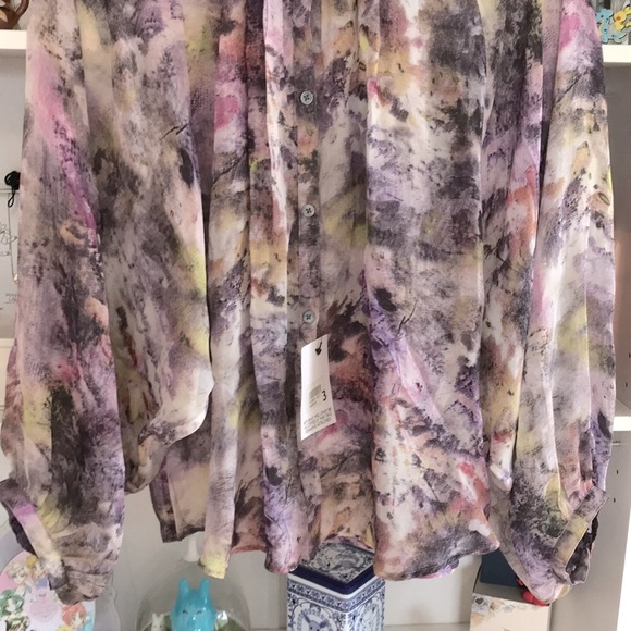 ELIZABETH&JAMES Sheer Silk Blouse & Mini Skirt Set - Picture 4 of 16